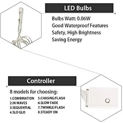 Snowflake LED Curtain Lights, Plug In 19Ft 6M 96 LEDs Fairy String Lights