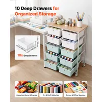 Maximize Your Space with this 10 Drawer Rolling Cart – Durable Steel & Wood for Every Room 2