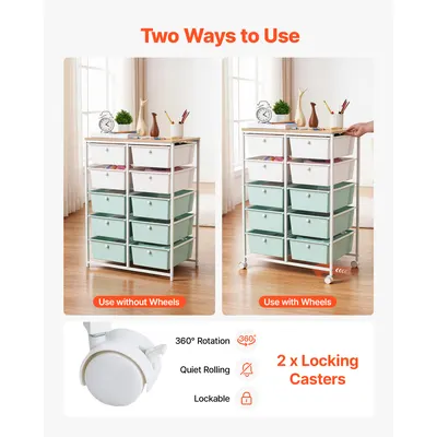 Maximize Your Space with this 10 Drawer Rolling Cart – Durable Steel & Wood for Every Room