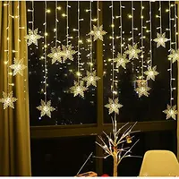 Snowflake LED Curtain Lights, Plug In 19Ft 6M 96 LEDs Fairy String Lights 3