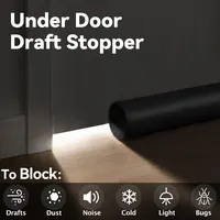 Large Door Draft Stopper 36 Inch, Adjustable Under Door Sweep And Noise Blocker For Draft, Breeze And Gap Sealing, Black 2