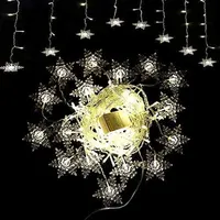 Snowflake LED Curtain Lights, Plug In 19Ft 6M 96 LEDs Fairy String Lights 8