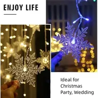 Snowflake LED Curtain Lights, Plug In 19Ft 6M 96 LEDs Fairy String Lights 4