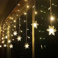 Snowflake LED Curtain Lights, Plug In 19Ft 6M 96 LEDs Fairy String Lights 7