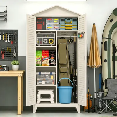 Unlock Your Space: Tall Metal Storage Cabinet in Beige for Ultimate Organization