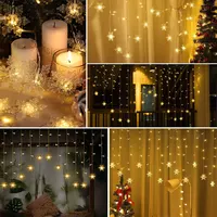 Snowflake LED Curtain Lights, Plug In 19Ft 6M 96 LEDs Fairy String Lights 6