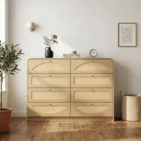 Elevate Your Space with a Natural Finish Dresser - Chic Rattan for Stylish Storage 10