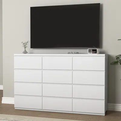 Transform Your Space with a Modern White Dresser | 12 Drawers for Ultimate Storage