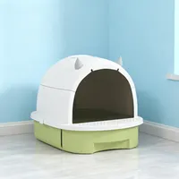 Transform Messy Moments: Green Cat Litter Box with Lid for Odor Control and Easy Clean-Up 5