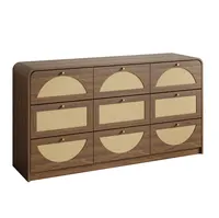Elevate Your Space with a Walnut Dresser - Modern Design & Rattan Touch for All Rooms 10