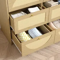 Elevate Your Space with a 9-Drawer Dresser Featuring Rattan Detail for Ultimate Bedroom Organization 1
