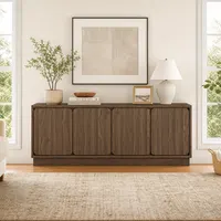 Transform Your Living Room with a Spacious 63-Inch TV Stand - Stylish Walnut Finish & Organized Storage 9