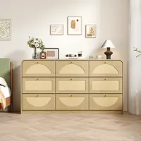 Elevate Your Space with a 9-Drawer Dresser Featuring Rattan Detail for Ultimate Bedroom Organization 8