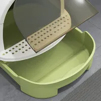 Transform Messy Moments: Green Cat Litter Box with Lid for Odor Control and Easy Clean-Up 10