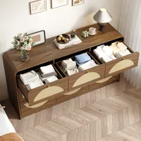 Elevate Your Space with a Walnut Dresser - Modern Design & Rattan Touch for All Rooms 7