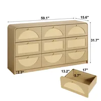 Elevate Your Space with a 9-Drawer Dresser Featuring Rattan Detail for Ultimate Bedroom Organization 10