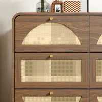Elevate Your Space with a Walnut Dresser - Modern Design & Rattan Touch for All Rooms 2