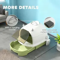 Transform Messy Moments: Green Cat Litter Box with Lid for Odor Control and Easy Clean-Up 3
