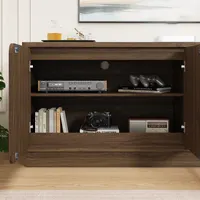 Transform Your Living Room with a Spacious 63-Inch TV Stand - Stylish Walnut Finish & Organized Storage 11