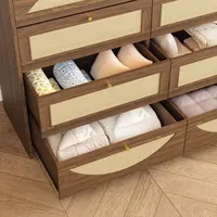 Transform Your Space with This Stylish 8-Drawer Dresser Featuring Chic Rattan Fronts for Effortless Organization 2