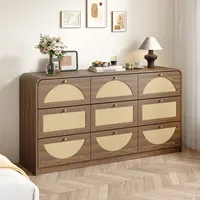 Elevate Your Space with a Walnut Dresser - Modern Design & Rattan Touch for All Rooms 12