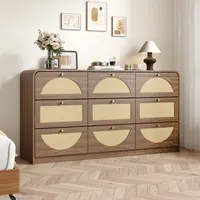 Elevate Your Space with a Walnut Dresser - Modern Design & Rattan Touch for All Rooms 4
