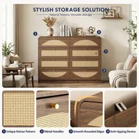 Transform Your Space with This Stylish 8-Drawer Dresser Featuring Chic Rattan Fronts for Effortless Organization 4