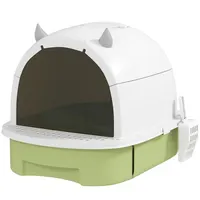 Transform Messy Moments: Green Cat Litter Box with Lid for Odor Control and Easy Clean-Up 6