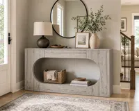 Transform Your Space with a Grey Wood Console Table – Minimalist Design with Storage Solution 12