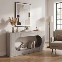 Transform Your Space with a Grey Wood Console Table – Minimalist Design with Storage Solution 5