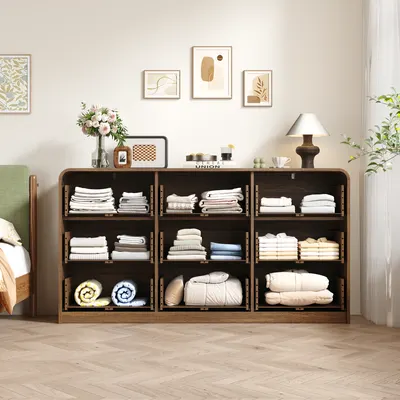 Elevate Your Space with a Walnut Dresser - Modern Design & Rattan Touch for All Rooms