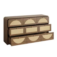Elevate Your Space with a Walnut Dresser - Modern Design & Rattan Touch for All Rooms 11