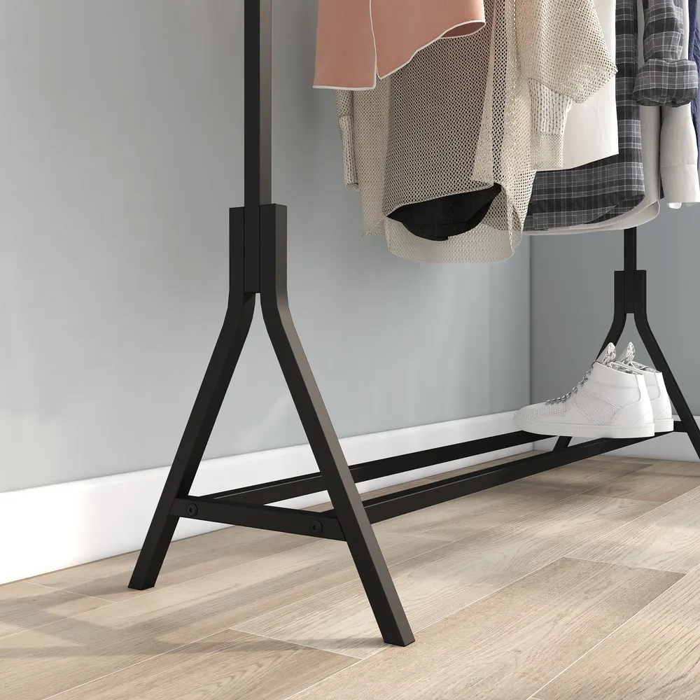Revamp Your Space with a Multi-functional Garment Rack in Black - Perfect for Clutter-Free Bedrooms
