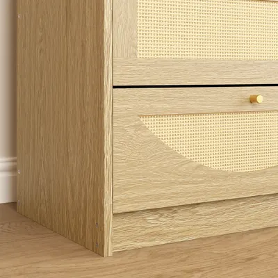Elevate Your Space with a Natural Finish Dresser - Chic Rattan for Stylish Storage