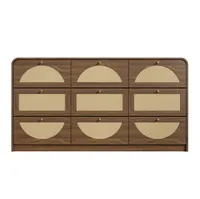 Elevate Your Space with a Walnut Dresser - Modern Design & Rattan Touch for All Rooms 3