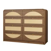 Transform Your Space with This Stylish 8-Drawer Dresser Featuring Chic Rattan Fronts for Effortless Organization 9