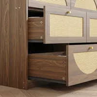 Elevate Your Space with a Walnut Dresser - Modern Design & Rattan Touch for All Rooms 6